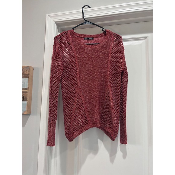 Zoompy Joompy Sweaters - Zoompy Joompy Red Gold Metallic Open Knit Sweater C263 Minimalist Womens Small
